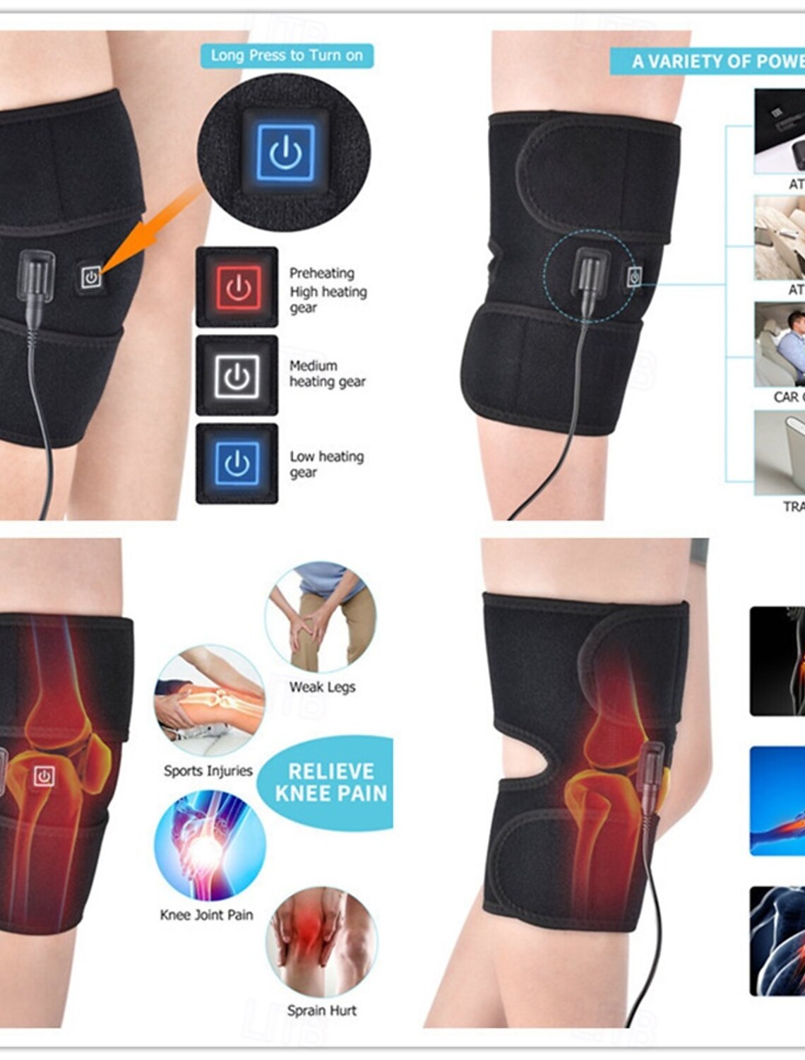 Electric heating knee pad